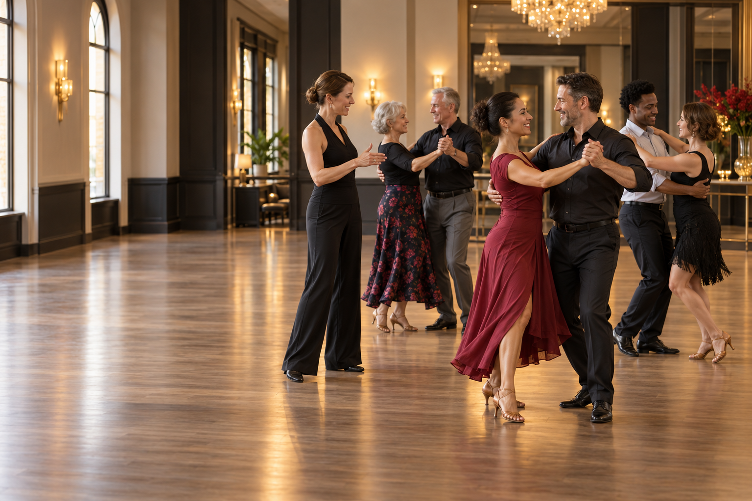 A welcoming group dance class